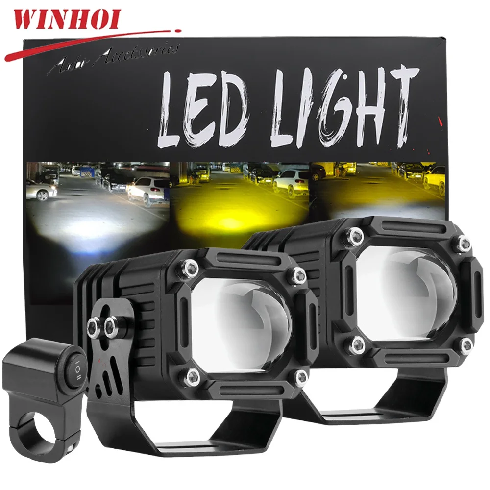 

Bright Led Auxiliary Motorcycle Light High Low Beam Additional Motorcycle Headlights White Amber Spotlight for Motor ATV Scooter