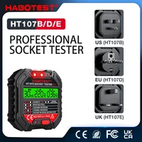 HABOTEST HT107 pro Socket Tester EU Plug Voltage Test Detector Ground Zero Line Polarity Phase Check Tool