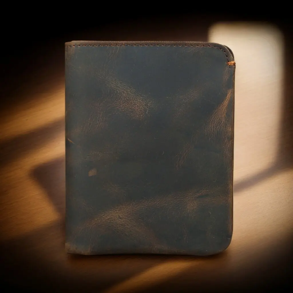 Durable Retro Crazy Horse Cowhide Walet Real Leather Wallet Mens Credit Card Holder Coffee Simple Wallets for Men