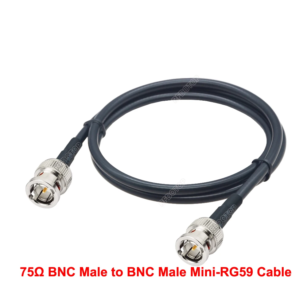 1PCS RFDOTOP 75Ohm HD SDI BNC to BNC Male Mini-RG59 Cable Black/Blue BNC-75-2.5 1855A Pigtail HD-SDI/3G-SDI/4K Video Camera CCTV