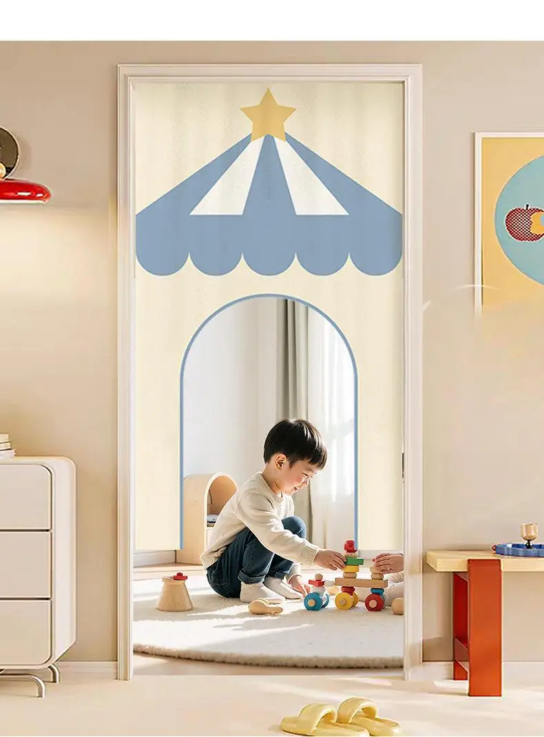 VIKAMA Circus Tent Noren Door Curtain Cartoon Arch Privacy Hanging Curtain Kids Bedroom Partition Room Divider Decor