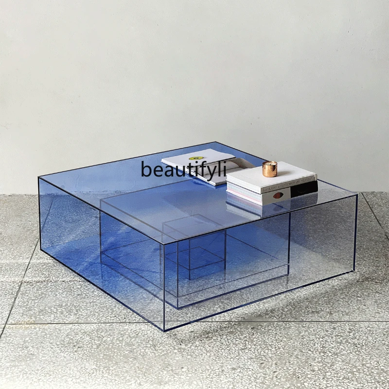 

Living Room Small Coffee Table Modern Minimalist Blue Gradient Corner Table Villa Creative Acrylic Side Table