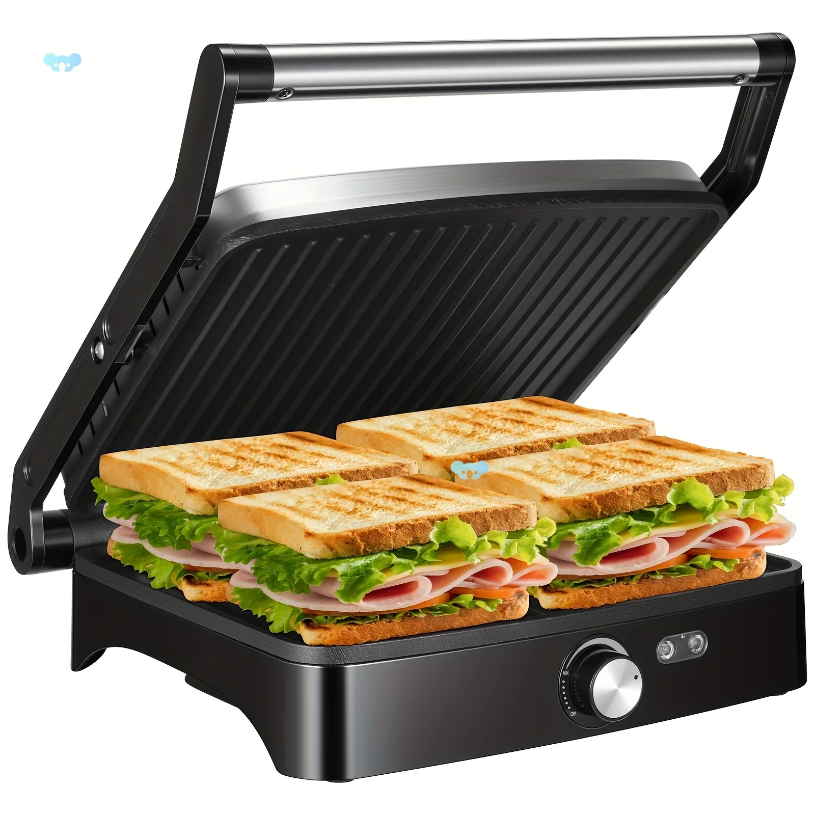 

For 1200W Panini Press Grill Sandwich Maker 4 Slice Non Stick