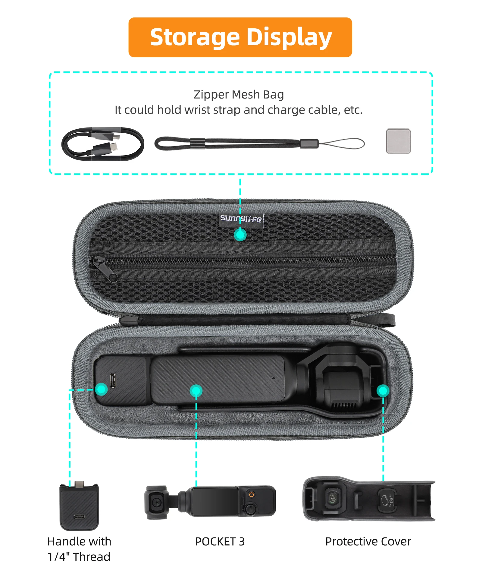 Bolsa de almacenamiento para DJI OSMO Pocket 3, bolso para cámara, estuche de transporte de viaje, caja protectora de cardán de mano para DJI Pocket 3, accesorios
