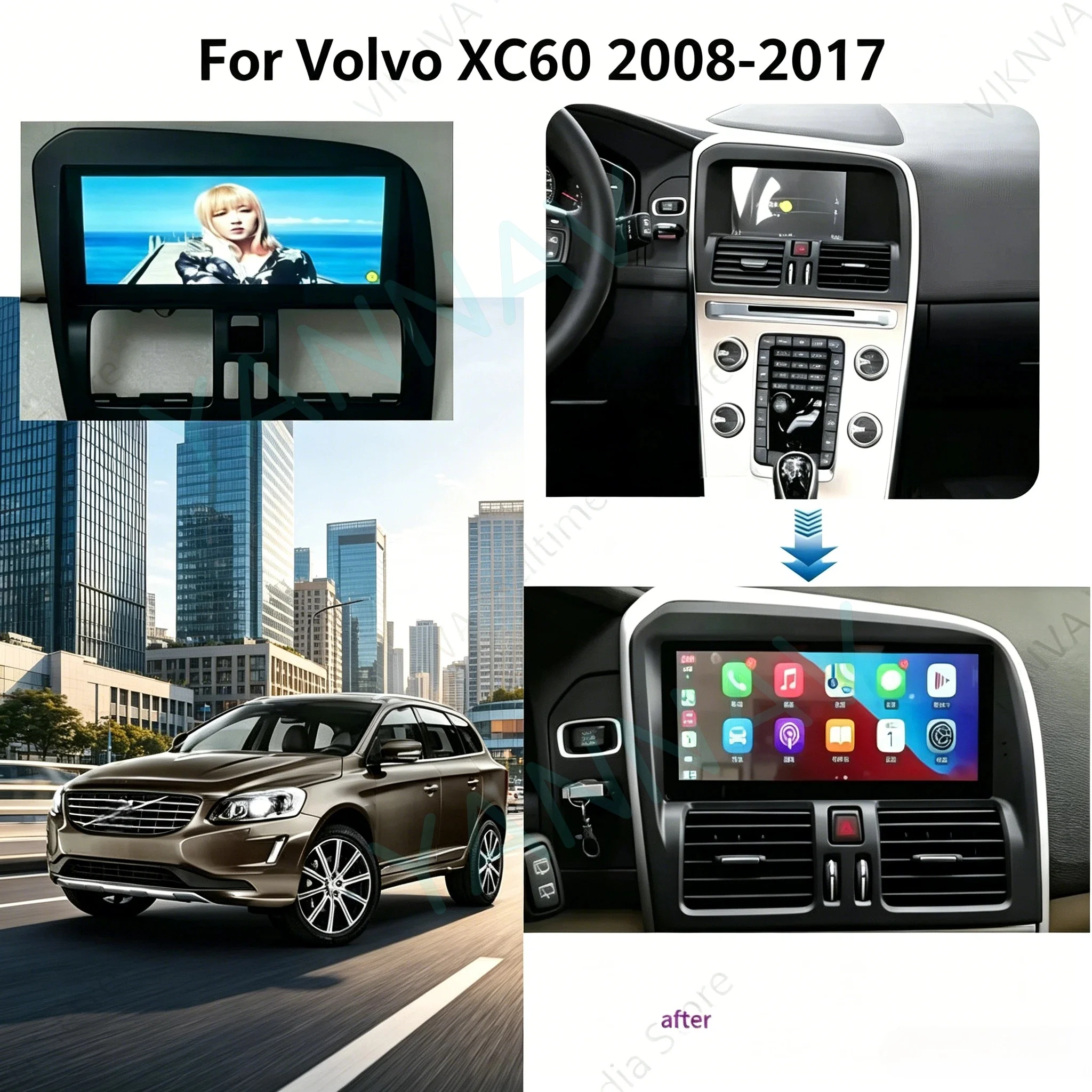 Android 13 Car Radio Multimedia Headunit for Volvo XC60 2009-2017 with GPS Navigation Apple CarPlay Android Auto Stereo
