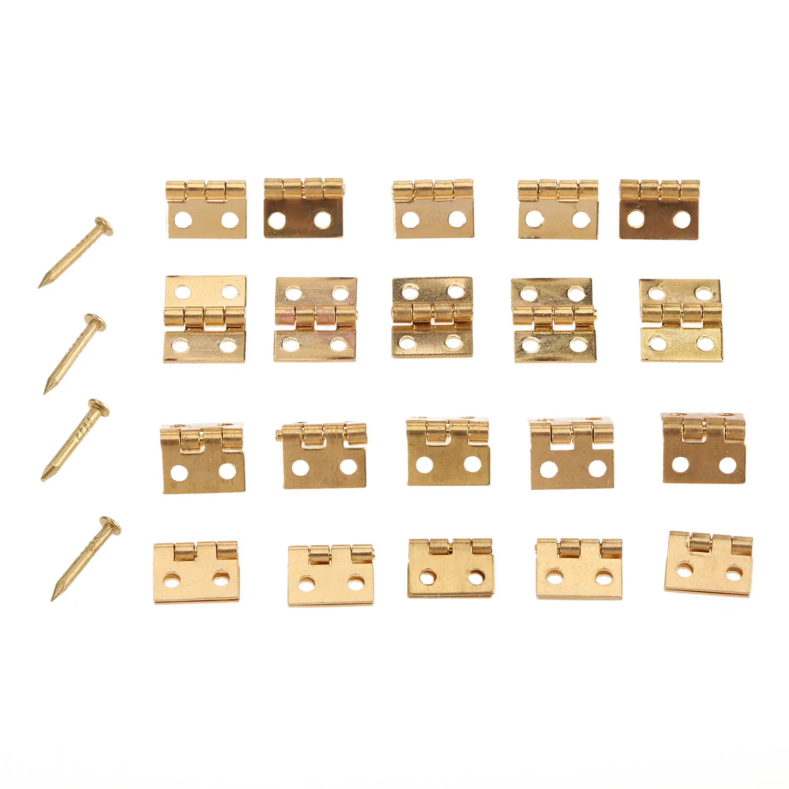 80Pcs Brass Hinges Mini Hinge 1cm*0.8cm for Small Furniture Jewelry Wood Box Decorative Bag Furniture Fittings with Screws