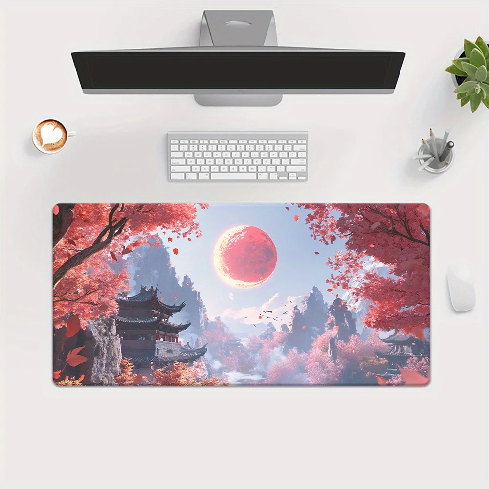 SAKURA และ Sunset Design ขนาดใหญ่ยางลื่น Mousepad แป้นพิมพ์ตกแต่ง Desktopmat เหมาะสําหรับสํานักงานและบ้าน 40*90 ซม