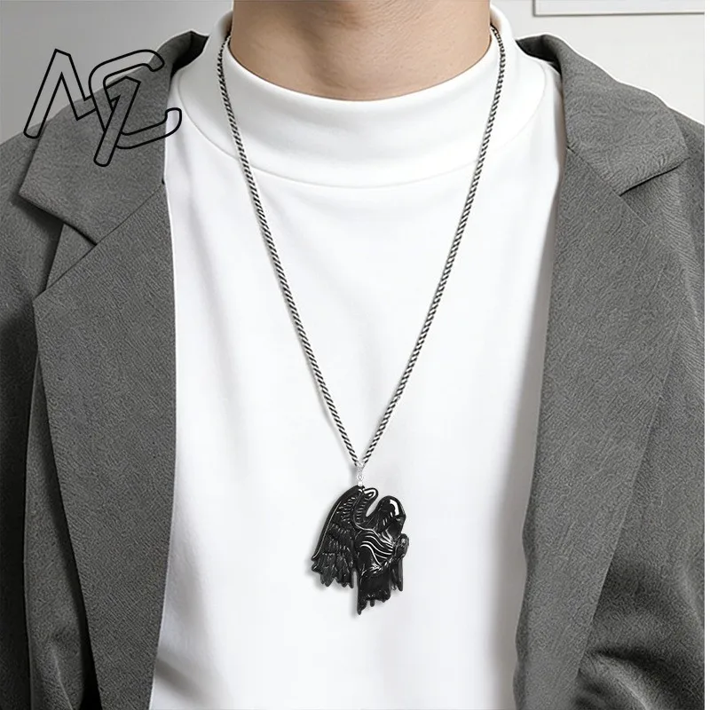 S925 Silver Natural Real Emerald Black Chicken Color Night Angel Pendant Necklace Jewelry Fashion Charm Certificate Gift view 4