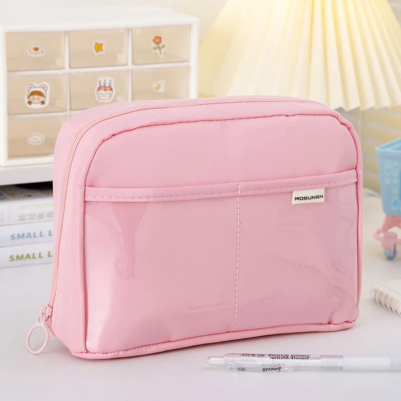 Pencil Case Canvas Middle School Pencil Case Dopamine Girls Pencil Case Beige/Green/Pink/Blue/Black For School Supplies Gift