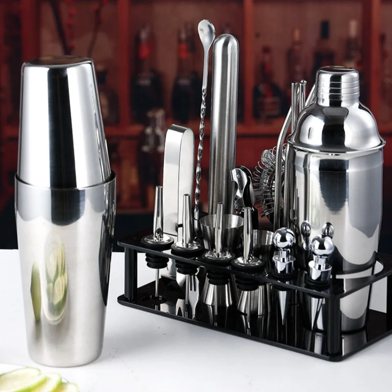 750/600ml Boston Cocktail Shaker Stainless Steel Mixer Bartender Tools Bar Set Recipe With Wine Stand