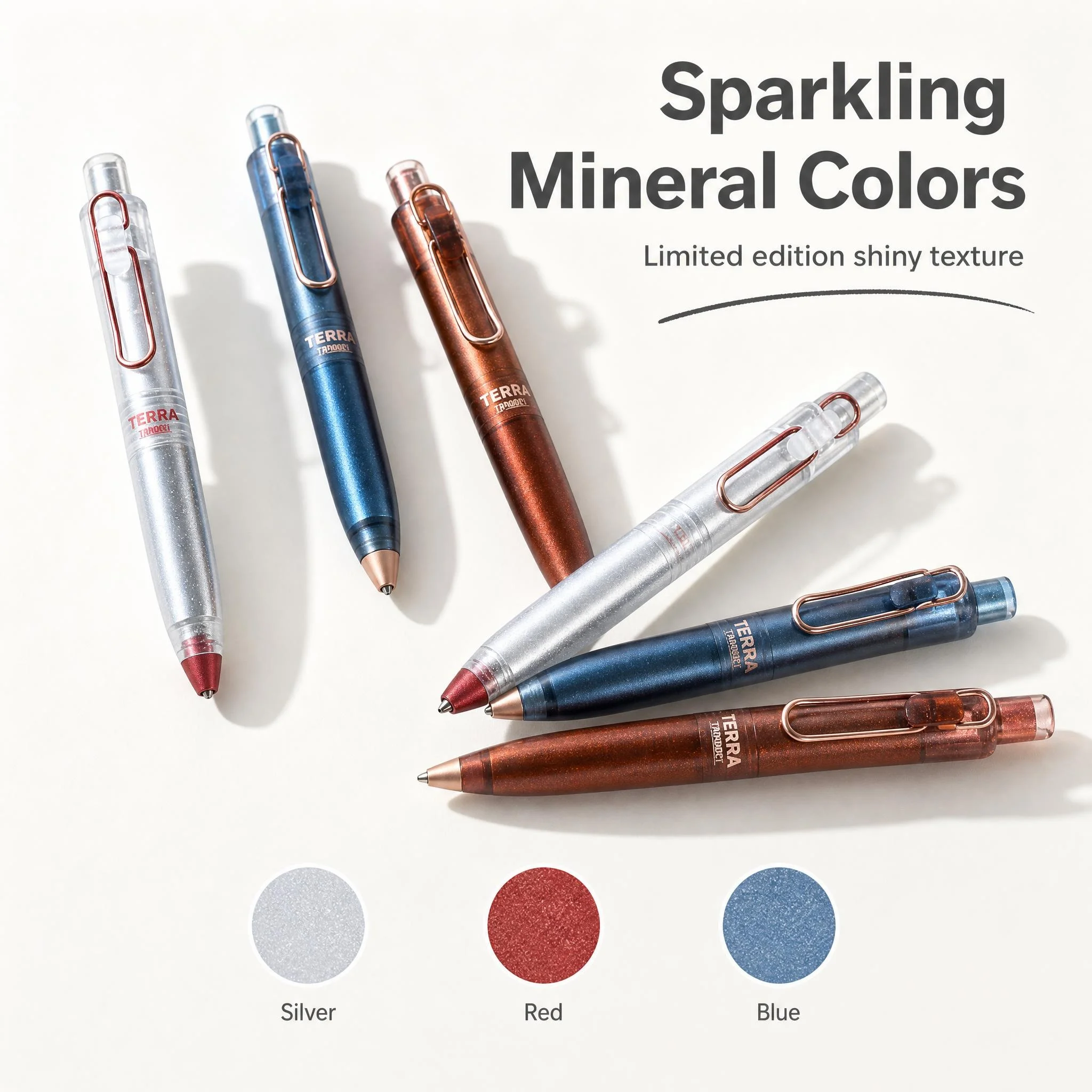 TANOOCI TERRA Retractable Gel Pen 0.5mm Low Center of Gravity Pocket Pen Mineral Transparent Pen Holder School Office Stationery