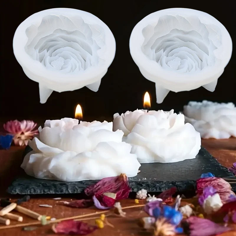 

Набор из 2 силиконовых форм для пионов: большие формы для свечей в виде цветка пиона, формы для свечей в форме цветка для выпечки, рукоделия и праздничных подарков