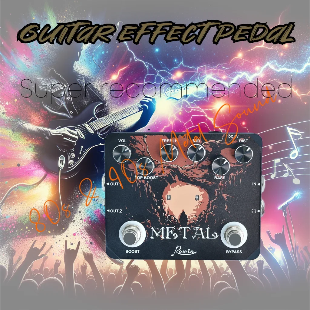 Rowin Dual Footswitch Ultimate Heavy Metal Effects Pedal Muff Top Boost Distortion Guitar Effect Pedal 80s & 90s Rock Metalli