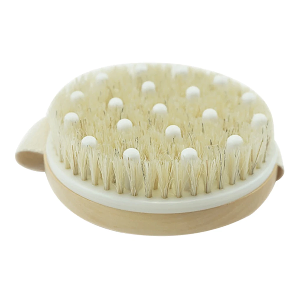 

Round Shower Brush Body Bathing Tool Light Brown Unisex Massage Bath Brush Silica Gel Back Cleaning Exfoliator Dry