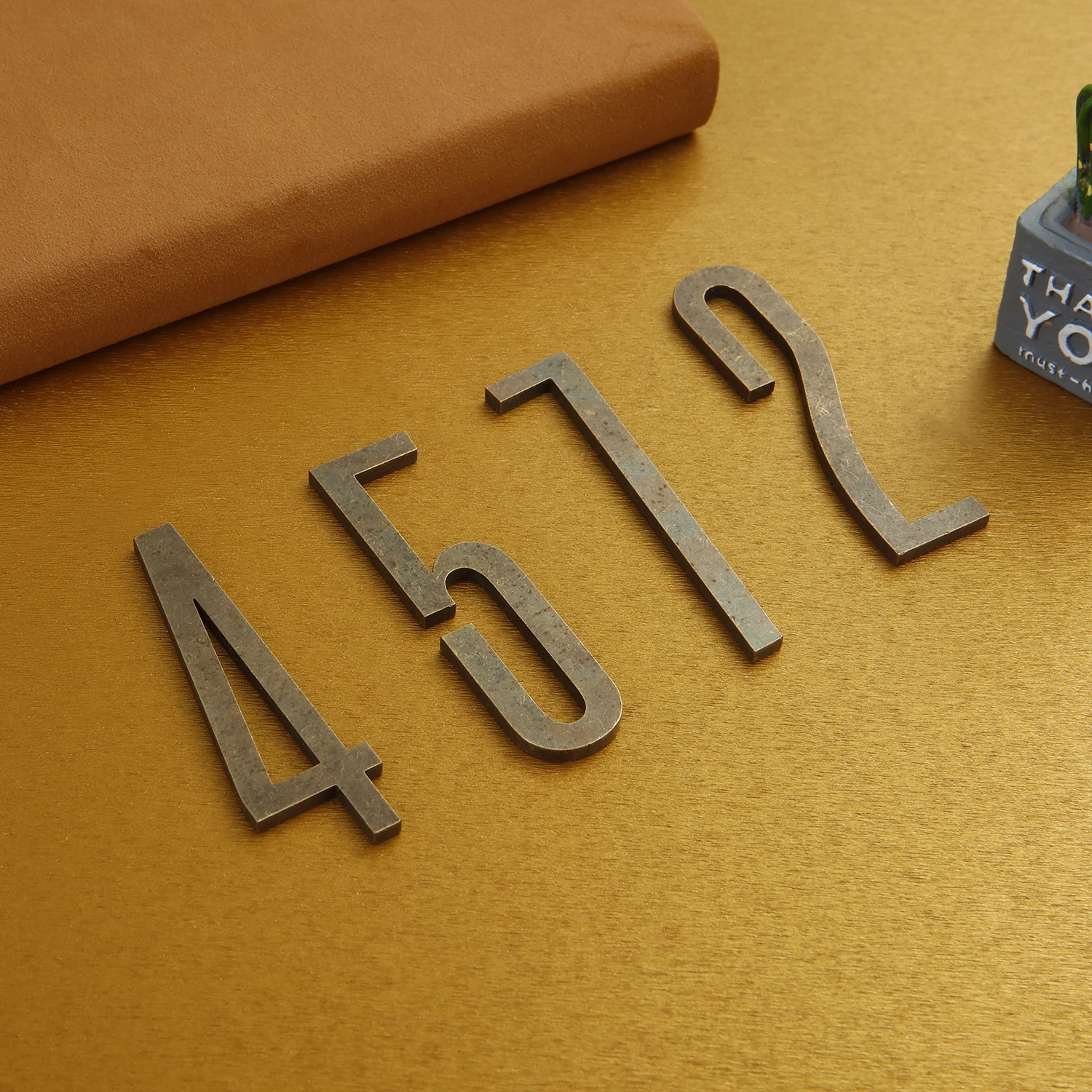 Bronze Door Number with Magnets 7cm Metal House Number Apartment Door Number for Outdoor Hotel Home Mailbox Label