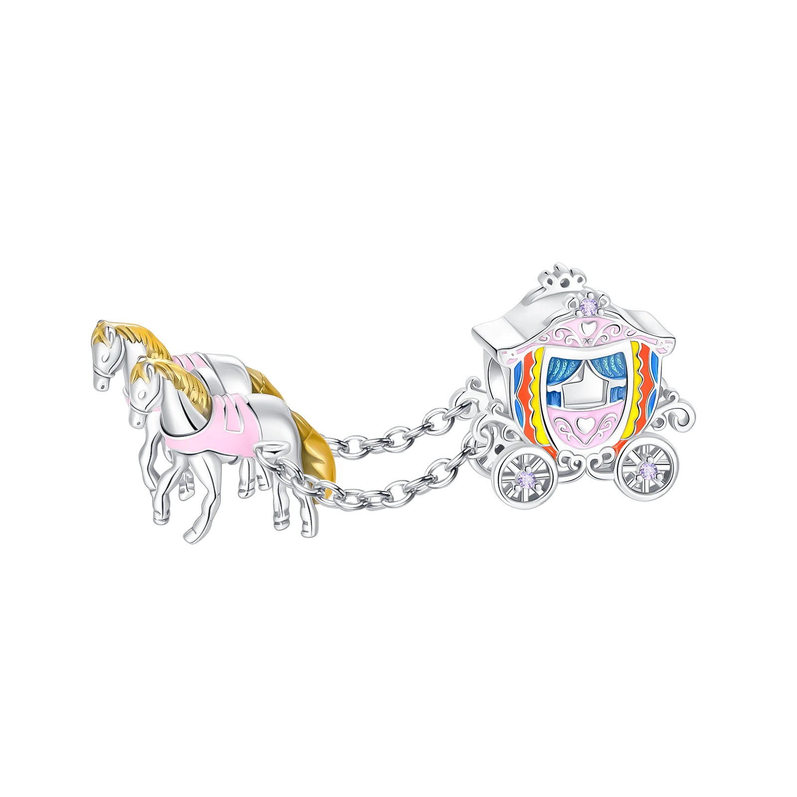 925 Sterling Silver Pumpkin Carriage Beads Gift Horse-drawn carriage Charms Fit Original Pendant Jewelry Make Up