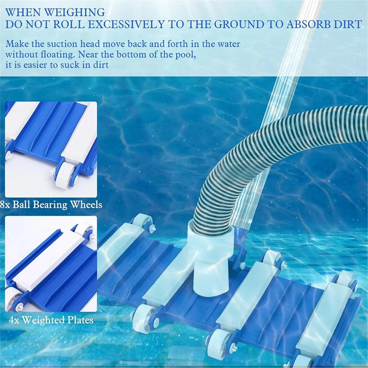 【fddt~】-flexible-swimming-pool-vacuum-head-with-wheels-with-4-extension-poles