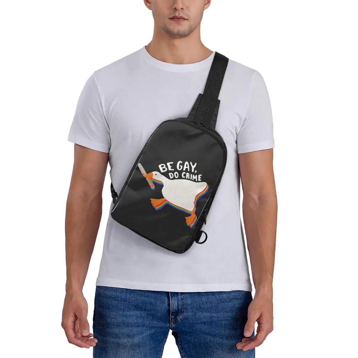 

Be Gay Do Crime Goose Chest Bag Crossbody Backpack Sling Shoulder Bag For Men Travel Hiking Daypack