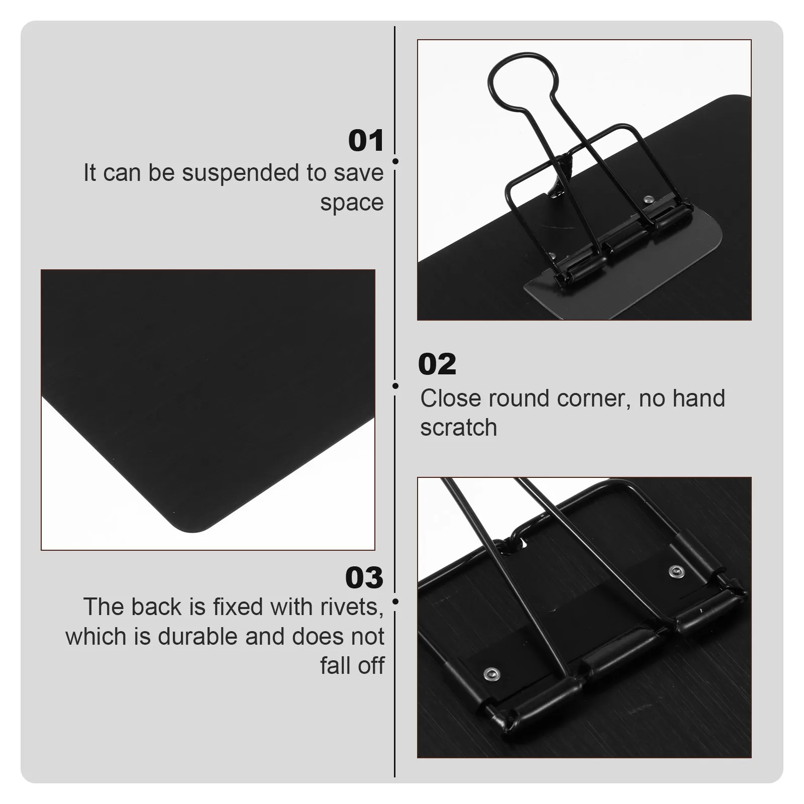 

1pc A5 Stainless Steel Clipboard Writing Pad Lightweight Paper Holder Ergonomic Design For Office Metal Clip