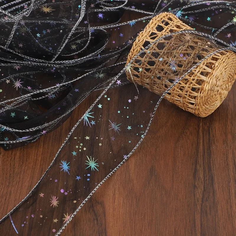 1pc 5.5cm 9m Iridescent Glitter Mesh Ribbon for DIY Hair Bows Crafting Scalloped Edge Fish Tail Tulle DIY Apparel Sewing Ribbons