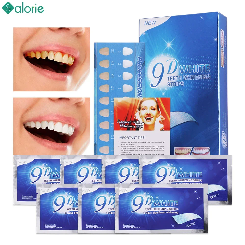 9D Teeth Whitening Stickers Mint White Teeth Gel Tooth Whitener Strips Teeth Yellow Smoke Stains Tea Stains Oral Hygiene Care