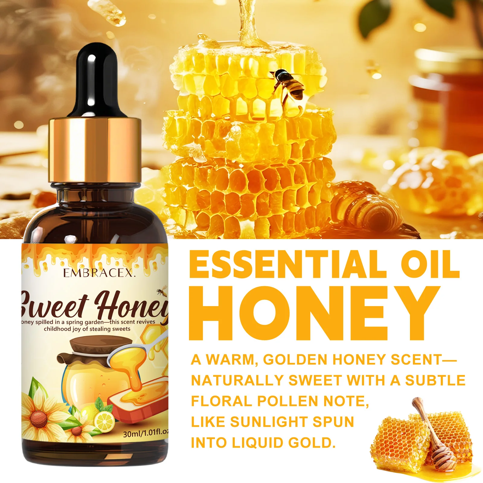 30ml Honey Fragrance Oils Long Lasting Sweet Fragrance Candie Making Holiday Gifts For Friends