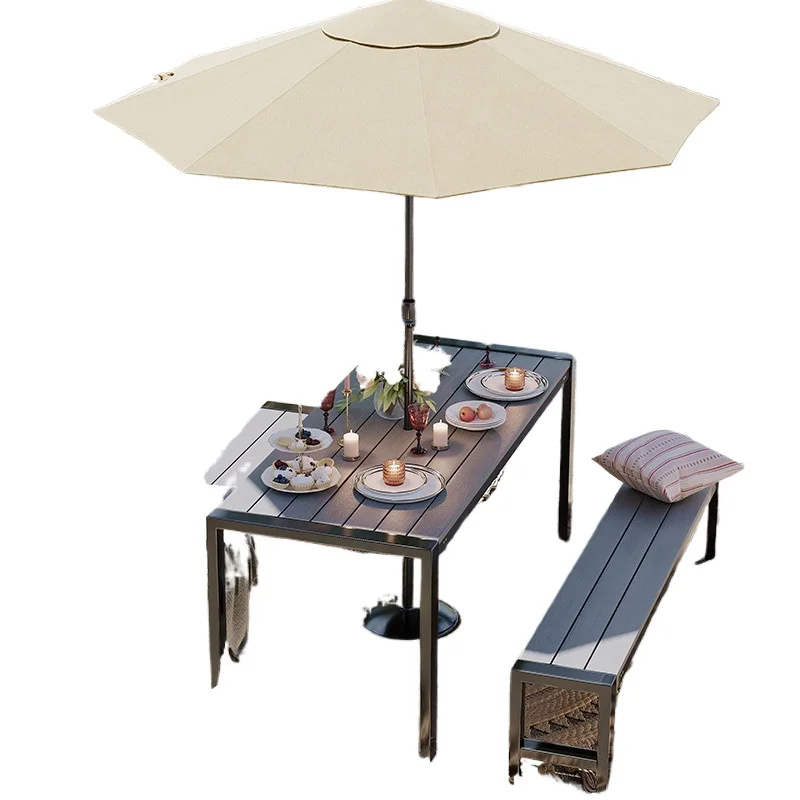 

Terrace tables and chairs waterproof and sunscreen roof open-air balcony tea table and chair combination outdoor garden