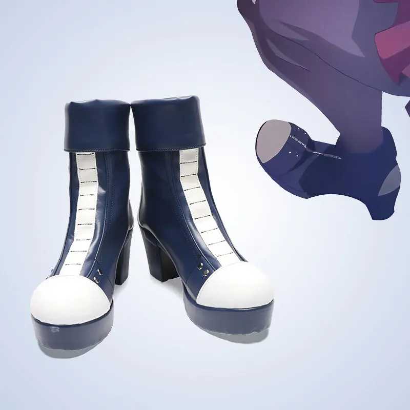 Anime Vivy -Fluorite Eye's Song- Vivy Cosplay Shoes Deep Blue High Heels Short PU Leather Boots For Halloween Carnival