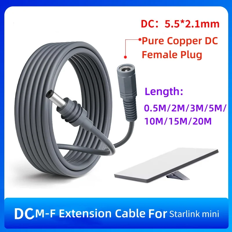Starlink Mini DC Male To Female Adapter Cable Short Cable 0.5M 2M 3M 5M 10M 20M DC Power Extension Kabel For Starlink Mini V4