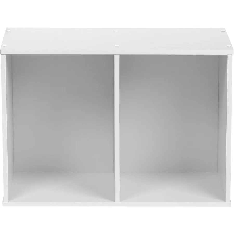 Compacte houten boekenplank met 2 niveaus voor kleine ruimtes Ideale wandgemonteerde opbergoplossing met moderne witte afwerking, perfect voor woonkamer