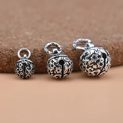 925 sterling silver Thai silver jewelry pendant retro bell pendant handmade DIY beaded material crystal bracelet accessory