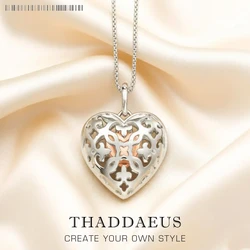 Necklace Heart Medallion Brand New Link Chain Fashion Jewelry Europe 925 Sterling Silver Gift For Women Friend