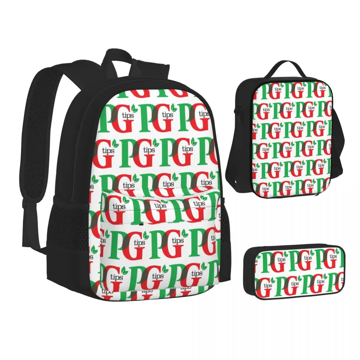 

PG Tips Backpacks Boys Girls Bookbag School Bags Children Rucksack Lunch Bag Pen Bag Three-Piece Set