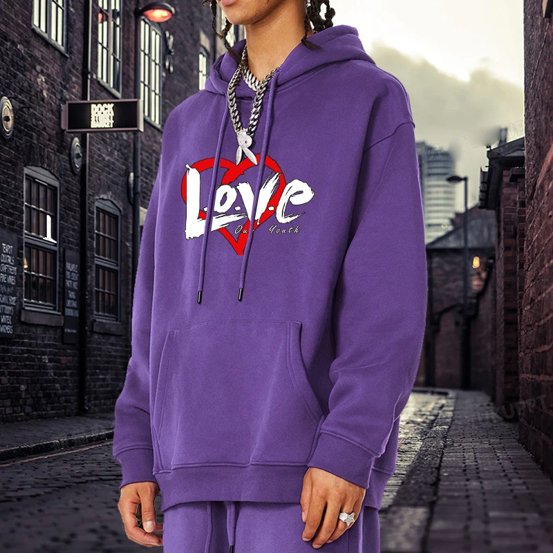 

Creative Love Patterns Printed Hoodies Men Graphic Streetwear Harajuku Spring Warm Sweatshirts Male Pullover Top
