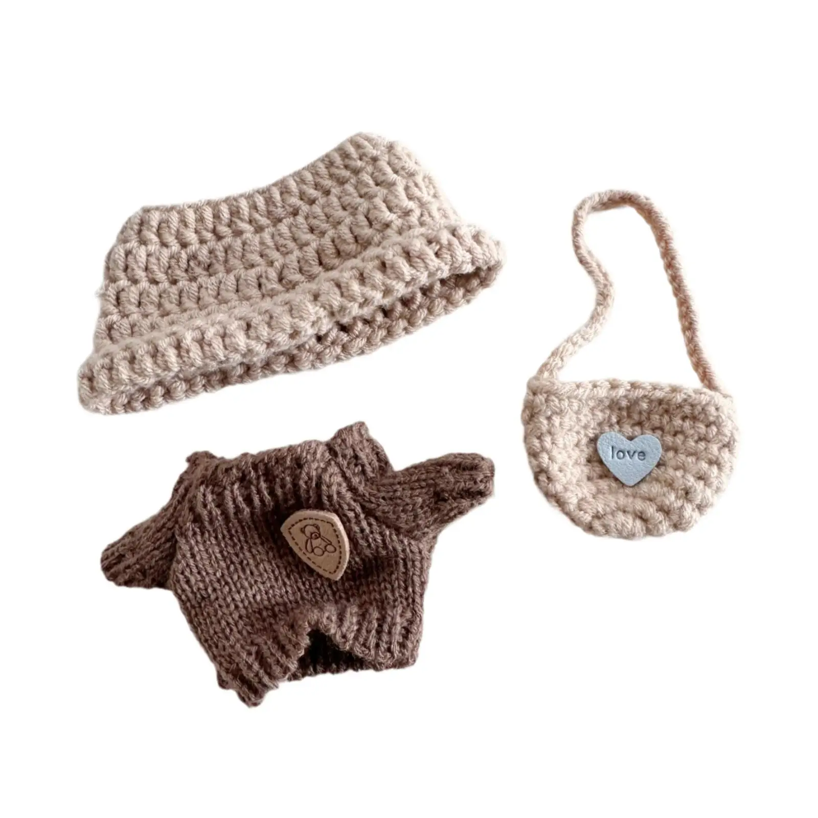 

15cm Plush Doll Clothes Anime Figure Sweater Set Soft Fabric Outfits for Stuffed Animals and Dollhouse Display