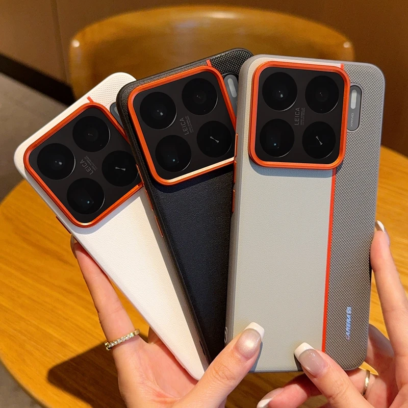 

For Xiaomi 15S Pro Plated PC Large Hole Triple Color Metal Lens Ring Anti Fingerprint Anti-Drop Phone Case