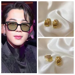 2022 K-pop New JIMIN Same Style Twist Zircon Earrings Light Luxury Fashion Trend Women Accessories Wedding Jewelry Couple Gifts