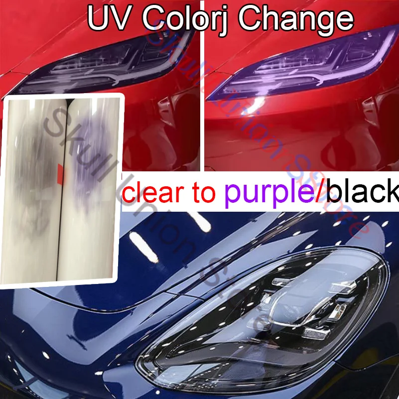 self healing TPU scratch resistant car lamp film UV Black purple headlamp Photochromic protective film car taillight color film