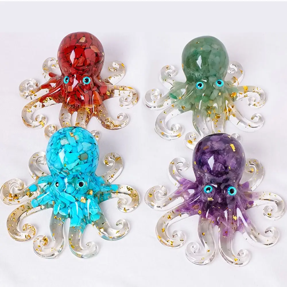 Lucky Octopus Resin Crafts Attracting Wealth Stone Crystal Squid Ornaments Creativity Exquisite Crystal Octopus Statue Desktop