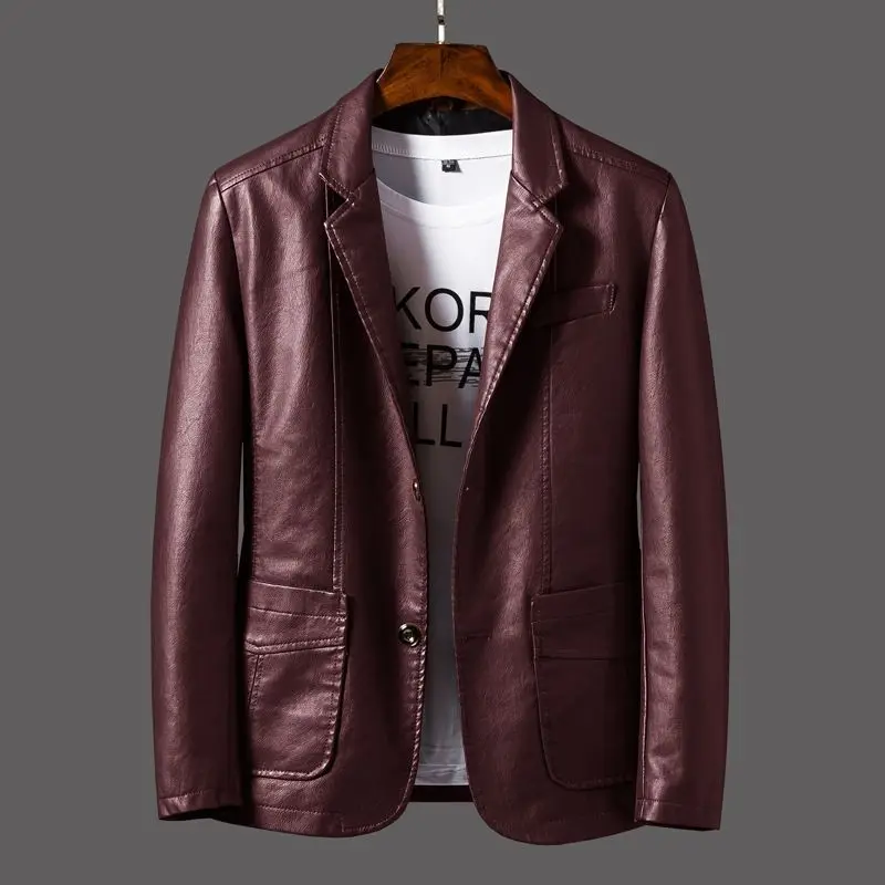 Leather Jacket Men's Korean Version Slim  Fashion Jacket Men's Jacket Autumn and Winter Locomotive Leather Jacket Men's Clothing