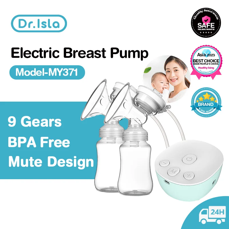 Dr.isla Double Electric Breast Pump Low Noise Anti-Backflow Hands Free Breast Pump Comfort Milk Collector for Breastfeeding