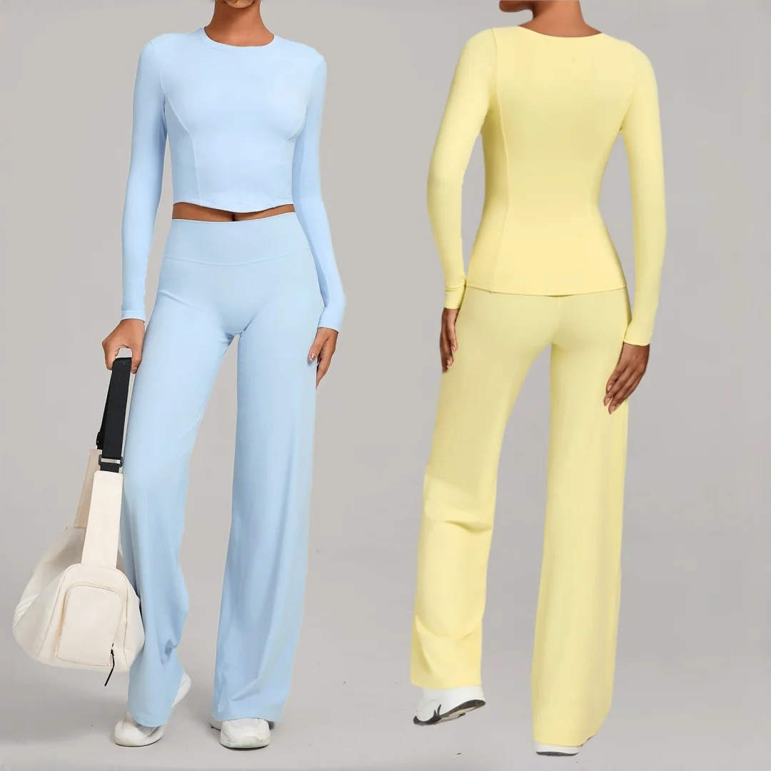 

Women's Tight Long Sleeve Yoga 2-Piece Set High Waist Hip Lift Fitness Suit Running Long Sleeve Pants Sportswear Gym Sports Set