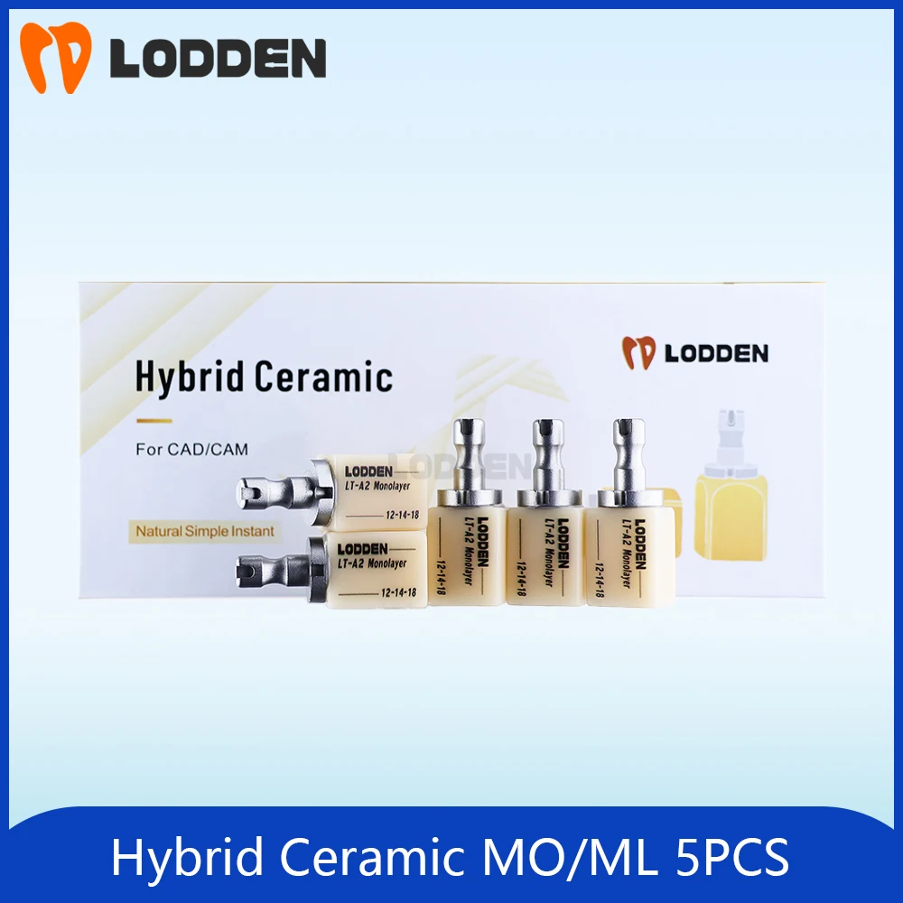 

LODDEN 5pcs Hybrid Ceramics Dental Material Composite Resin LT/HT For CAD/CAM Hybrid Blocks Monolayer/Mutilayer 12*14*18