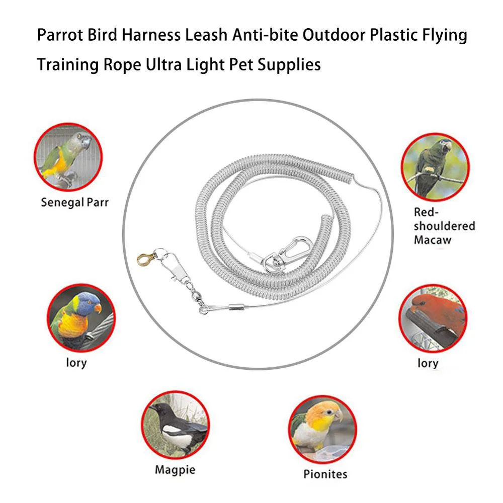 Bird Training Leash Plastic Anti-bite Ultra-light Parrot Harness With Leg Ring Outdoor Bird Animal Supplies