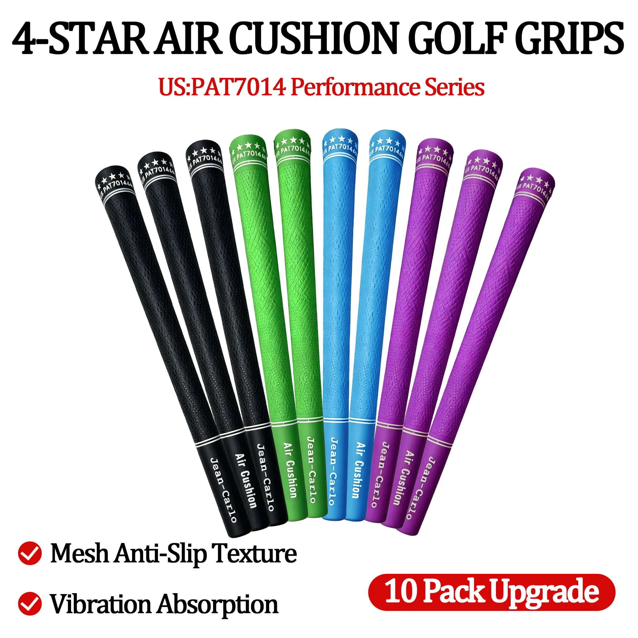 Golf Grip Jean-Carlo 5-Star Air Cushion Golf Grips Standard Size Sweat Drainage Mesh Rubber Grips for All Golf Clubs