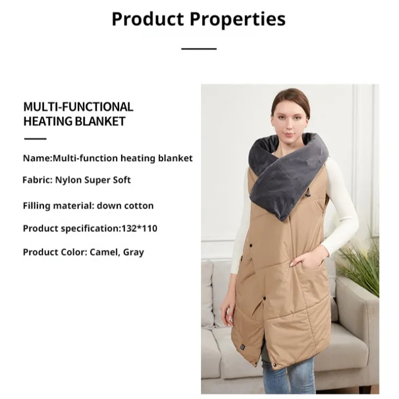 Smart Electric Blanket Winter Multifunctional Electric Heating Blanket Wearable Shawl