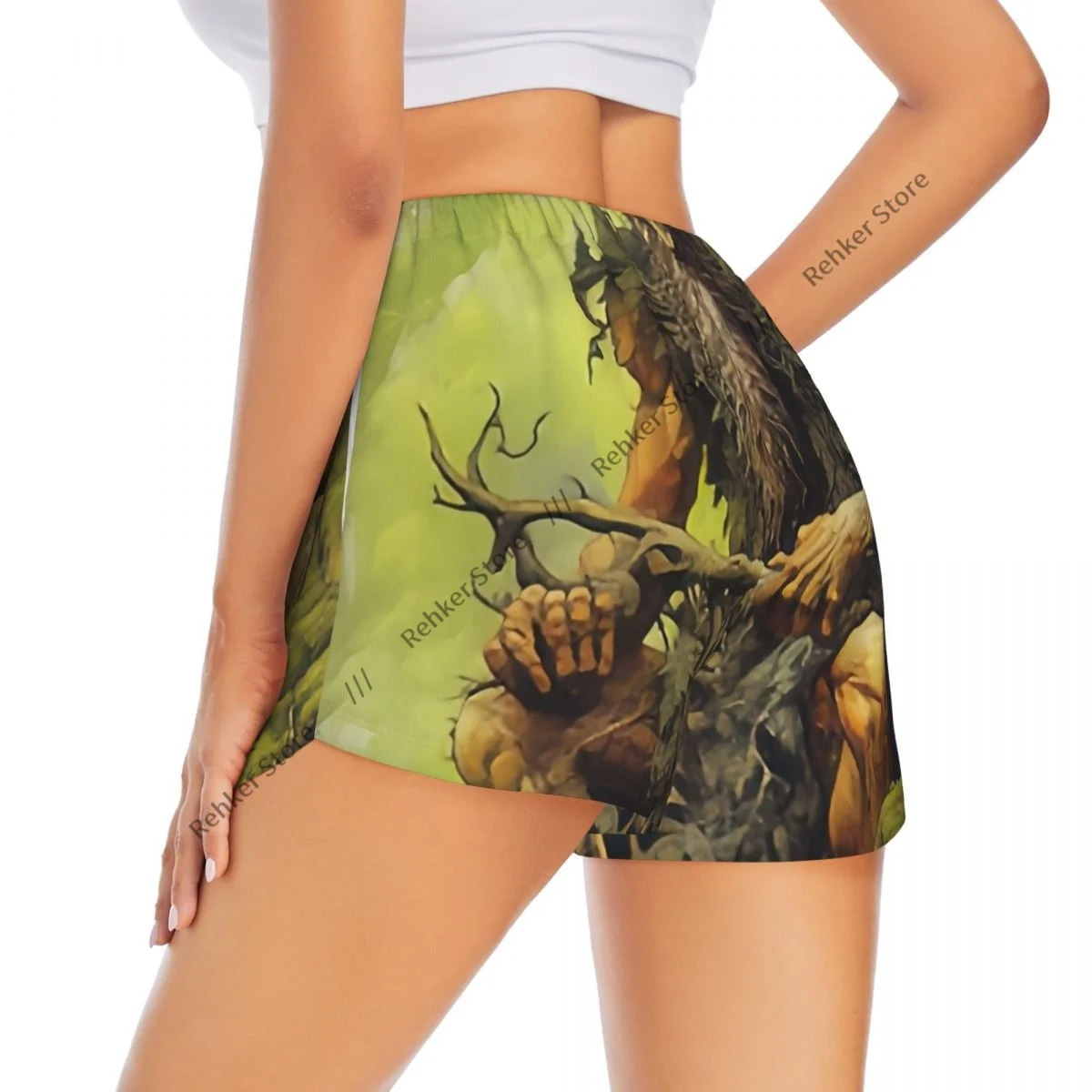 Leshy With Horns Fantasy Fairytale Character Women's Double Layered Quick-Dry Athletic Shorts for Leisure Fitness Workout Sport