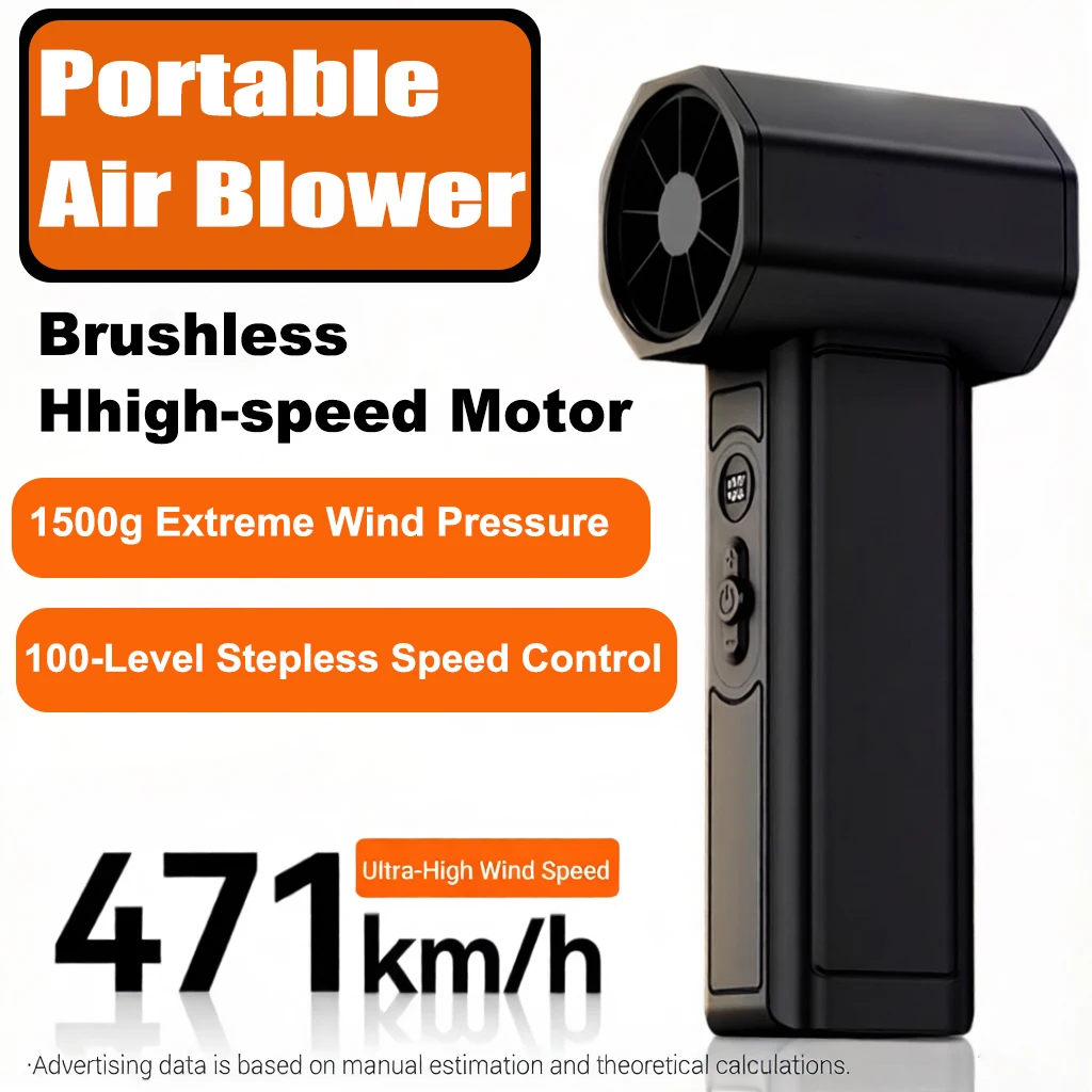 

S64 Air Blower Portable Turbo Fan 100-Speed Adjustable Air Duster Brushless High Speed Violent Fan Car PC Leaf Dust Snow Blowers
