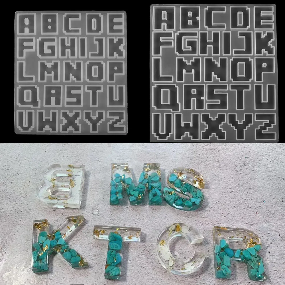 English Alphabet Epoxy Resin Molds Letter A to Z Clear UV Resin Silicone Pendant Casting Mold For DIY Jewelry Making Accessories