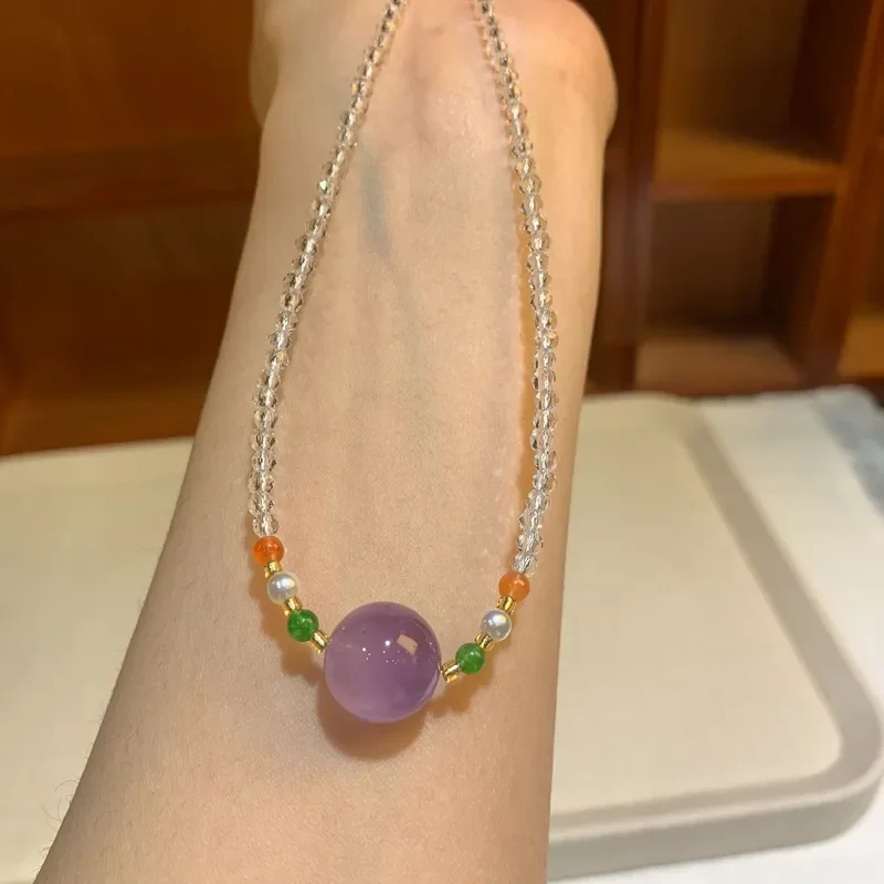 Lavender Amethyst Clavicle Chain Light Luxury Niche Exquisite Elegant Temperament Necklace Female Premium Girlfriend Clavicle